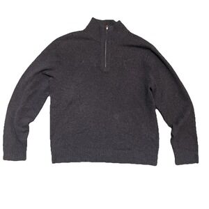 J. Crew Premium 100% Lambswool 1/4 Zip Pullover Sweater Dark Grey Size L Preppy